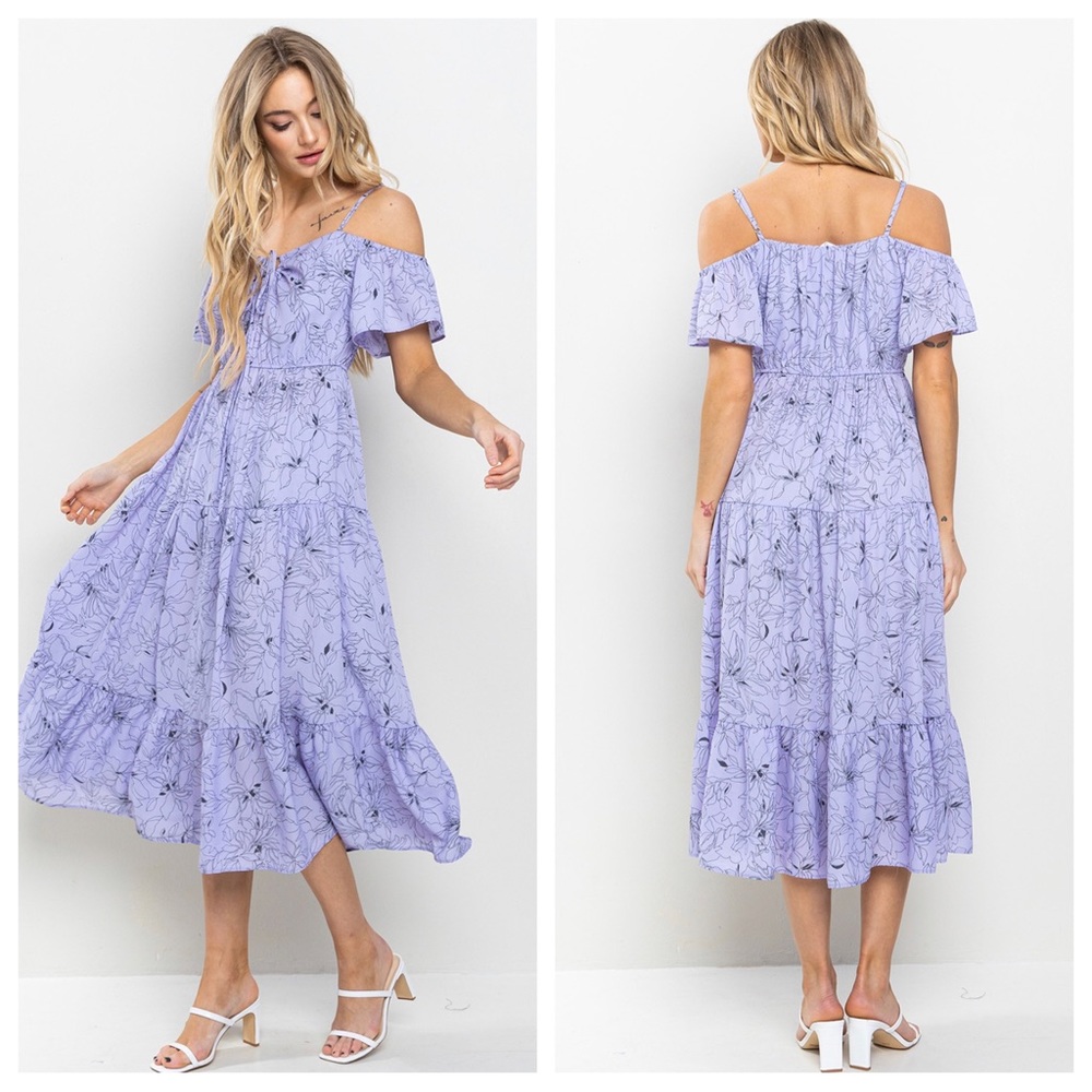 30 Boho Floral Off Shoulder Ruffle Tiered Maxi Dress - Picture 1 of 7